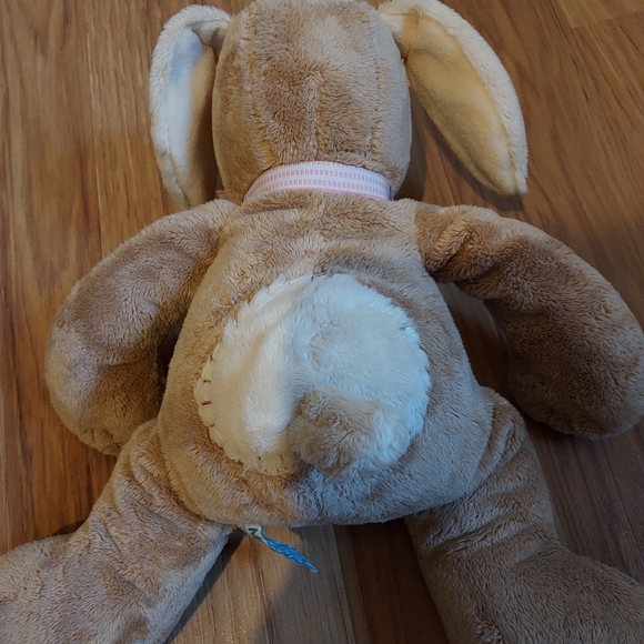 Russ Berrie Baby Mocha Tan Brown Puppy Dog Plush Stuffed Lovey Rattle Pink Bow - Picture 7 of 9